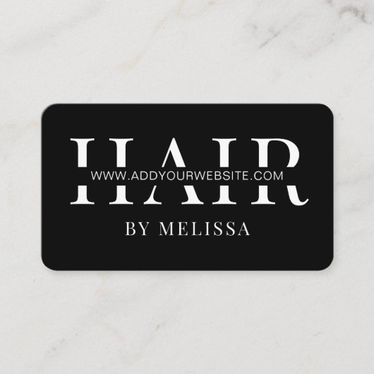 Minimalistisch Elegant Chique Eenvoudig Zwart Haar Visitekaartje (Voorkant)