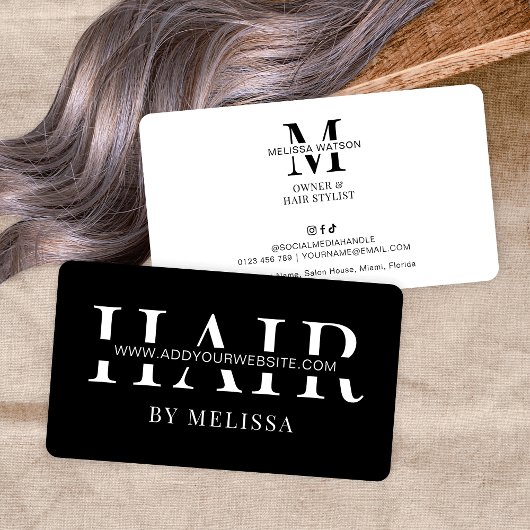 Minimalistisch Elegant Chique Eenvoudig Zwart Haar Visitekaartje
