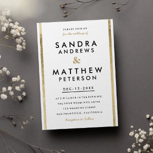 Minimalistisch Elegant Chique Wit Goud Strepen Bru Kaart