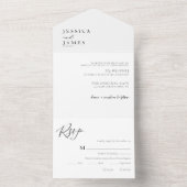 Minimalistisch Elegant Chique Zwart-wit Bruiloft All In One Uitnodiging (Binnen)