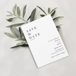 Minimalistisch Elegant Chique Zwart-wit Bruiloft Save The Date