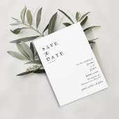 Minimalistisch Elegant Chique Zwart-wit Bruiloft Save The Date