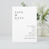Minimalistisch Elegant Chique Zwart-wit Bruiloft Save The Date (Staand voorkant)