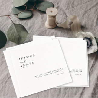 Minimalistisch Elegant Chique Zwart-wit Bruiloft Servet