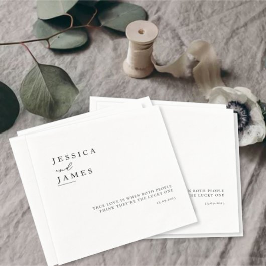 Minimalistisch Elegant Chique Zwart-wit Bruiloft Servet