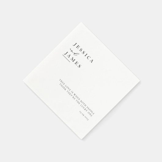 Minimalistisch Elegant Chique Zwart-wit Bruiloft Servet (Hoek)