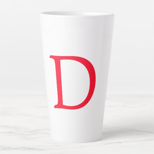 Minimalistisch Elegant Classical Red Monogram Init Latte Mok (Voorkant)