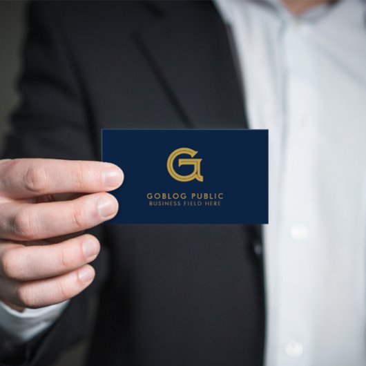 Minimalistisch Elegant Company Initiaal op donkerb Visitekaartje