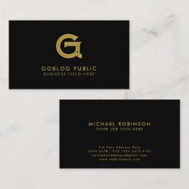 Minimalistisch Elegant Company Initiaal op zwart Visitekaartje