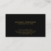 Minimalistisch Elegant Company Initiaal op zwart Visitekaartje (Achterkant)