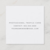 minimalistisch elegant cool grijs script op wit vierkante visitekaartje (Achterkant)