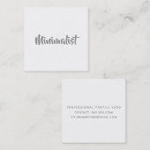 minimalistisch elegant cool grijs script op wit vierkante visitekaartje (Voorkant / Achterkant)