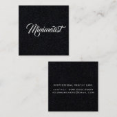 minimalistisch elegant cool script op zwart vierkante visitekaartje (Voorkant / Achterkant)