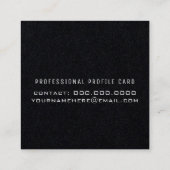 minimalistisch elegant cool script op zwart vierkante visitekaartje (Achterkant)