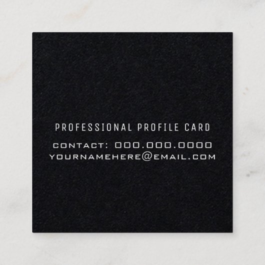 minimalistisch elegant cool script op zwart vierkante visitekaartje (Achterkant)