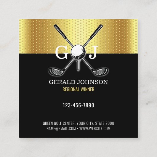 Minimalistisch Elegant Custom Golf Monogram Design Vierkante Visitekaartje (Achterkant)