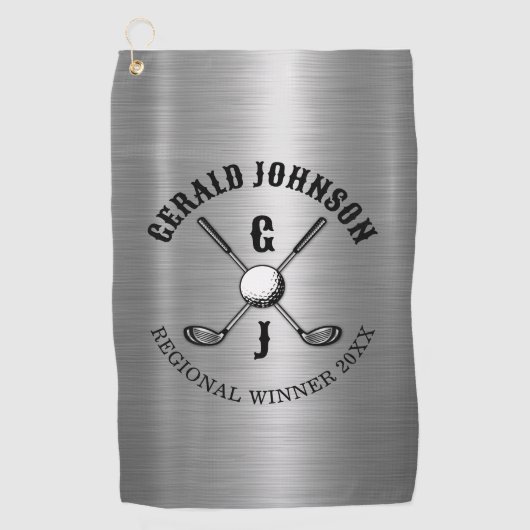 Minimalistisch Elegant Custom Golf Monogram Ontwer Golfhanddoek (Voorkant)