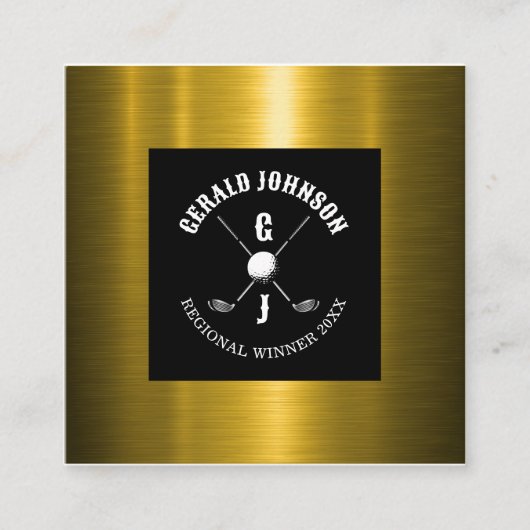 Minimalistisch Elegant Custom Golf Monogram Ontwer Vierkante Visitekaartje (Voorkant)