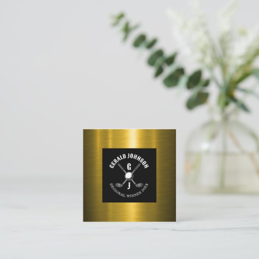 Minimalistisch Elegant Custom Golf Monogram Ontwer Vierkante Visitekaartje (Staand voorkant)