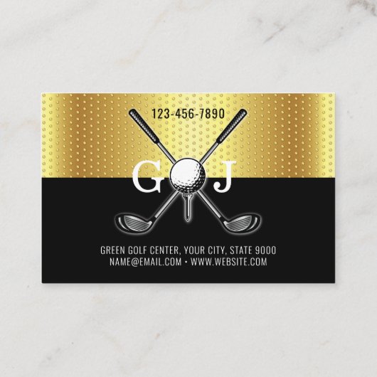 Minimalistisch Elegant Custom Golf Monogram Ontwer Visitekaartje (Achterkant)