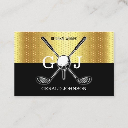 Minimalistisch Elegant Custom Golf Monogram Ontwer Visitekaartje (Voorkant)