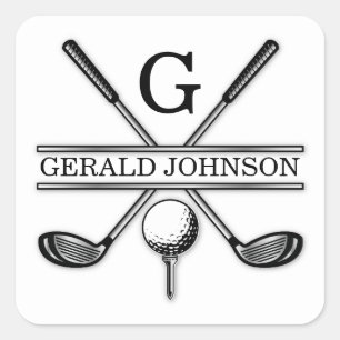 Minimalistisch Elegant Custom Golf Monogram Vierkante Sticker