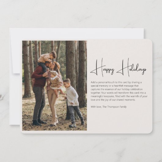 Minimalistisch Elegant Custom Kerstmis Eenvoudige Feestdagenkaart (Achterkant)