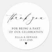 Minimalistisch Elegant Dank u bruiloft Ronde Sticker (Voorkant)