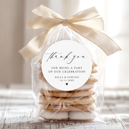 Minimalistisch Elegant Dank u bruiloft Ronde Sticker