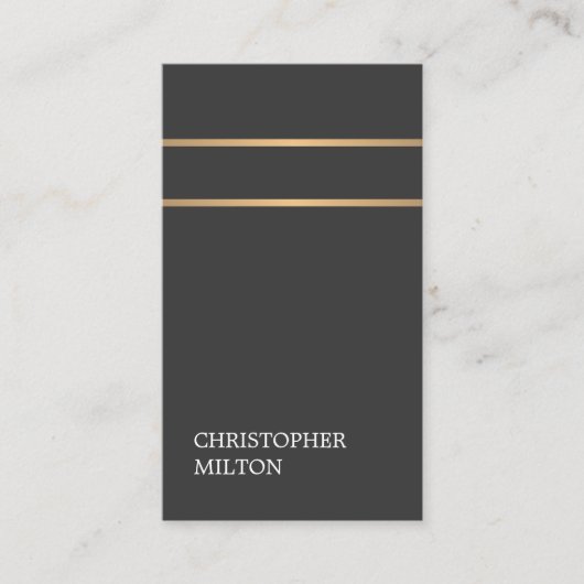 Minimalistisch Elegant Dark Faux Copper Lines Atto Visitekaartje (Voorkant)