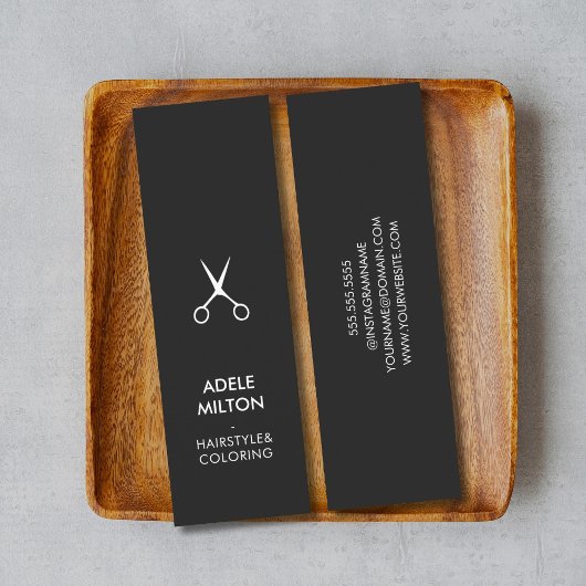 Minimalistisch Elegant Dark Grey Haarstylist Mini Visitekaartje