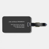 Minimalistisch Elegant Dark Grey White Mr.&Mrs. Bagagelabel (Achterkant horizontaal)