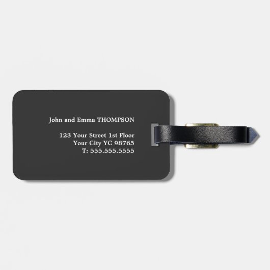Minimalistisch Elegant Dark Grey White Mr.&Mrs. Bagagelabel (Achterkant horizontaal)