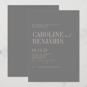 Minimalistisch Elegant Dark Taupe Script Weddensch Kaart (Voorkant / Achterkant)