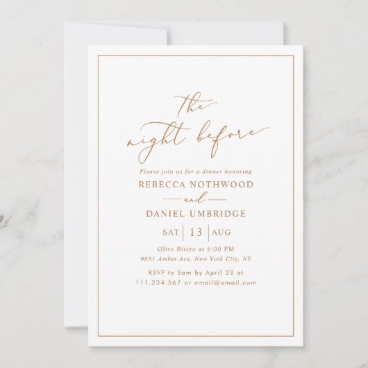 Minimalistisch & elegant de avond ervoor kaart (Voorkant)