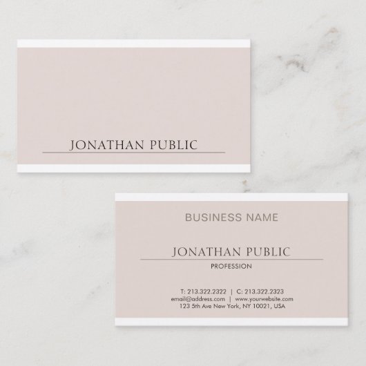 Minimalistisch elegant design beige Brown Plain Tr Visitekaartje (Voorkant / Achterkant)