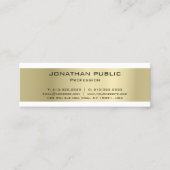 Minimalistisch elegant design Gold Luxe Modern Pla Mini Visitekaartje (Voorkant)