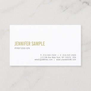 Minimalistisch elegant design Gold White Plain Tre Visitekaartje