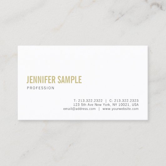 Minimalistisch elegant design Gold White Plain Tre Visitekaartje (Voorkant)