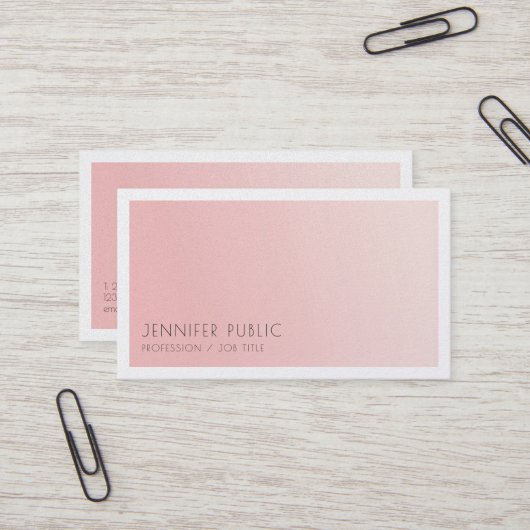 Minimalistisch elegant design Trendy Blush Pink Lu Visitekaartje (Voorkant / Achterkant in situ)