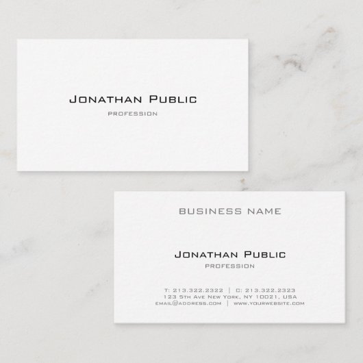 Minimalistisch elegant design Trendy Plain Modern Visitekaartje (Voorkant / Achterkant)