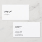 Minimalistisch elegant design Trendy White Plain Visitekaartje (Voorkant / Achterkant)