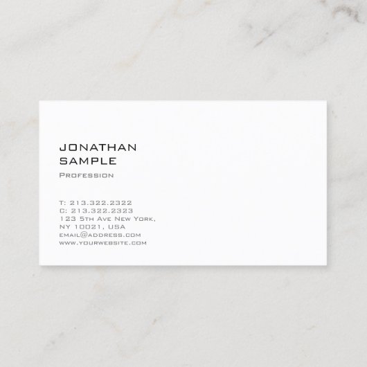 Minimalistisch elegant design Trendy White Plain Visitekaartje (Achterkant)