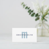 Minimalistisch Elegant Donker Blauwe Monogram Cons Visitekaartje (Staand voorkant)