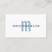 Minimalistisch Elegant Donker Blauwe Monogram Cons Visitekaartje (Voorkant)