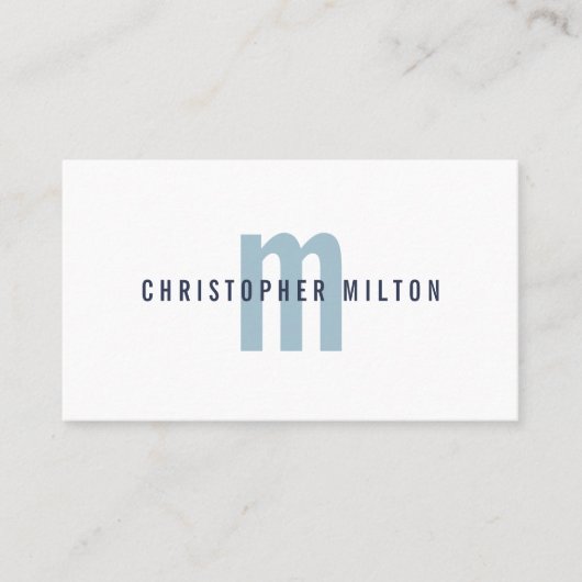 Minimalistisch Elegant Donker Blauwe Monogram Cons Visitekaartje (Voorkant)