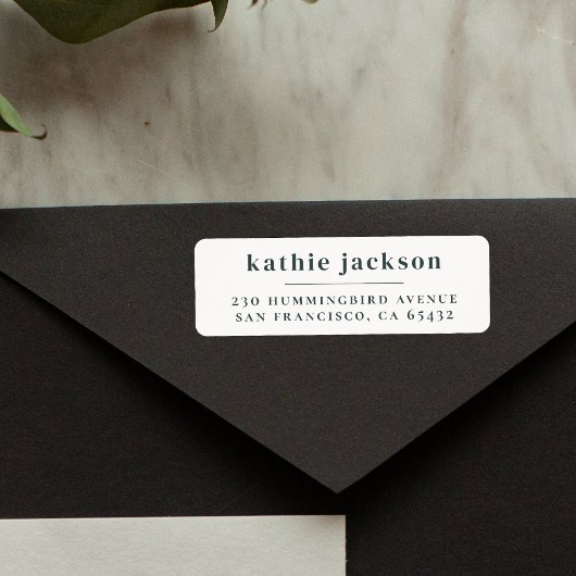 Minimalistisch Elegant Donker Blauwgroen Blauw Ret Etiket