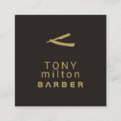 Minimalistisch elegant donkerbruin, goudkleurig vierkante visitekaartje (Voorkant)