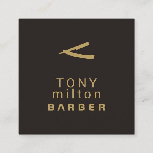 Minimalistisch elegant donkerbruin, goudkleurig vierkante visitekaartje (Voorkant)