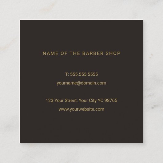 Minimalistisch elegant donkerbruin, goudkleurig vierkante visitekaartje (Achterkant)